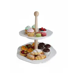 Ichimatsu - PORTA BOCADITOS CUPCAKE Y POSTRES DE LOZA DE 2 PISOS
