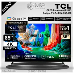TCL - Televisor TCL QLED 85"  Pulg.  UHD 4K Google TV 85A400 Smart TV - Negro