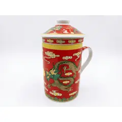 GENERICO - Taza De Té Cerámica Con Filtro Y Tapa Dragón Imperial 270ml