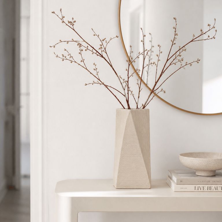 Jarrón de cerámica beige texturizado 31.5 cm - Bue