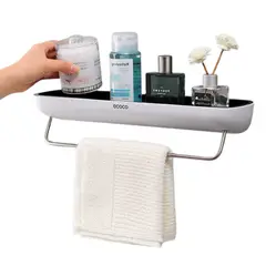 ELMEJORPRECIO - Repisa Adhesiva para Baño con Colgador Modelo Negro