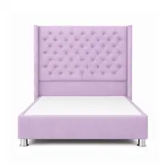 GENERICO - Cama Tapizada Confort Capitoné Cromo Lila 2 Plz