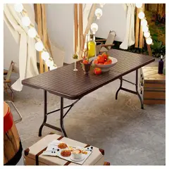 OEM - Mesa Rectangular 180 cm Plegable Ratán - Ideal Eventos y Jardín
