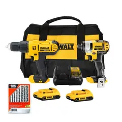 DEWALT - Taladro 12 + Impacto 14 + Brocas 8Pzs Dewalt