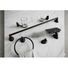 GENERICO - SET DE BAÑO 6 ACCESORIOS NEGRO MATE
