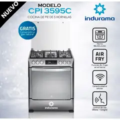 INDURAMA - CPI-3595C - Cocina Smart 30 Pulgadas 5 Hornillas Croma Indurama