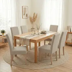 SALA FABULOSA - Funda de silla 8 piezas lycra solid color - BEIGE