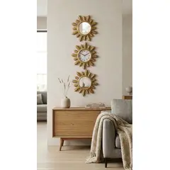 GENERICO - SET DE RELOJ CON ESPEJOS DORADO