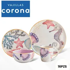 CORONA - Juego de Vajilla  Marea Océano 16 Piezas (CORONA).