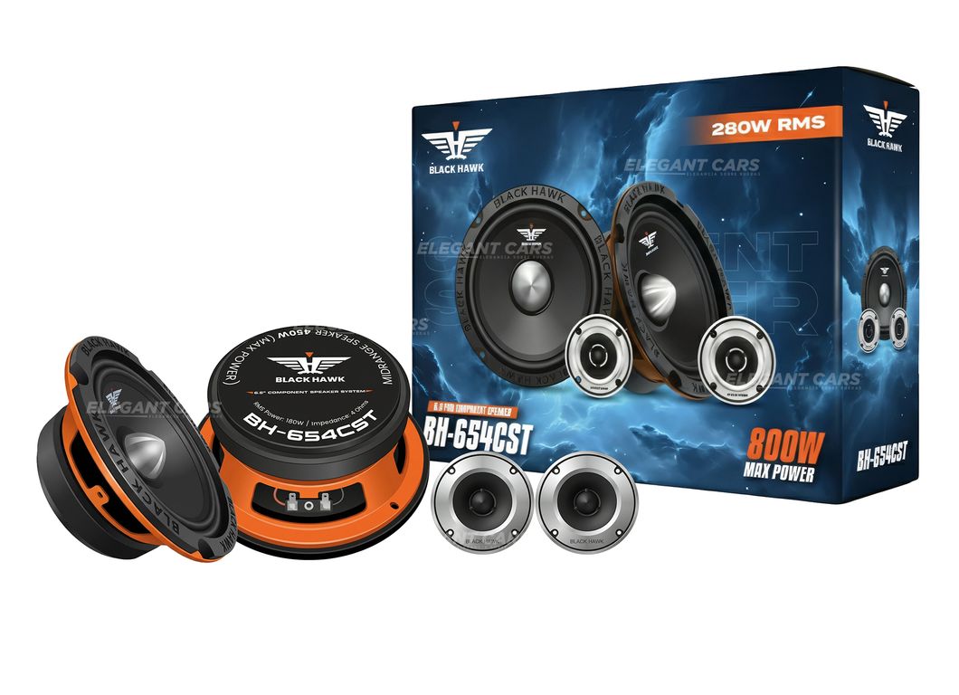 Parlantes Componentes 6.5 Pulg Black Hawk 800W Par