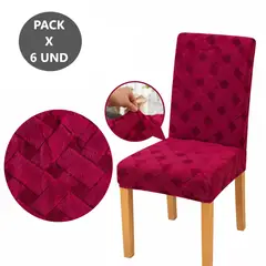 GENERICO - Pack 6 Fundas elástica para silla de comedor rectángulos - ROJO