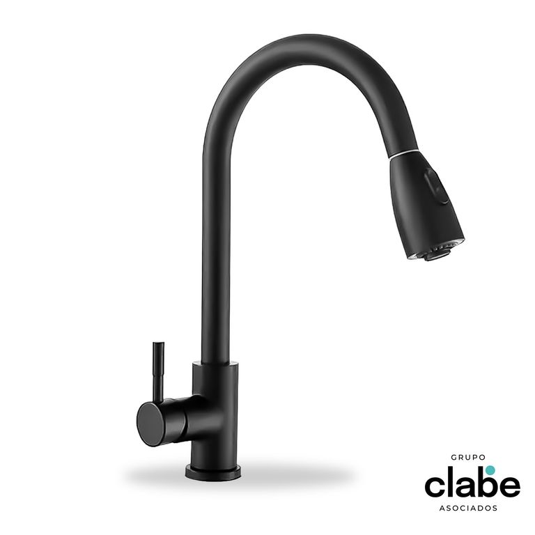 GRIFO PARA COCINA MONOCOMANDO MUEBLE NEGRO CAÑO MEZCLADORA ABS