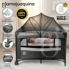 BABY - Cuna Corral de Lujo «ROMI» Light Gray con Colchón