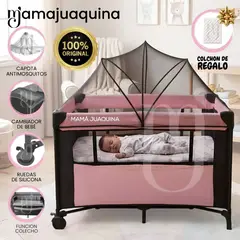 Baby - Cuna Corral de Lujo «ROMI» Pink con Colchón