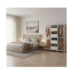 OTTOWARE - Ropero Colgador Multifuncional Organizador de Ropa 3 Cuerpos Blanco