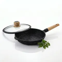 ALEMANGRUNF - Sartén 24cm Antiadherente con Tapa Multiuso Cocina Negro