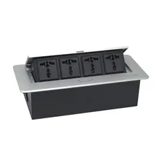OPALUX - Tomacorriente Plateado Para Mueble 4 Tomas Universales OP-UTS4SL OPALUX