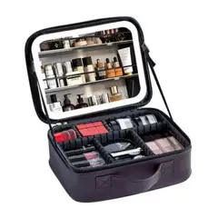INSPIRA MARKET - Maletín Cosmetiquera Organizador de Maquillaje con Espejo LED Multifuncional