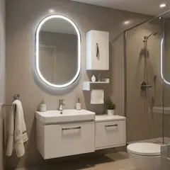 GENERICO - Espejo LED Ovalado 50x70 Antiempañante J-05 Moderno Baño