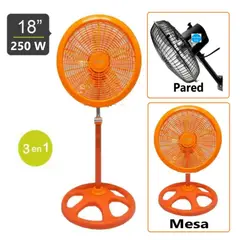 BOSSKO - Ventilador 18 Orbital Semi industrial 250 Wats 360 Grados NARANJA