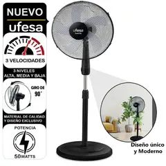 UFESA - Ventilador de Pedestal Ufesa Seattle 16” 50W - Negro