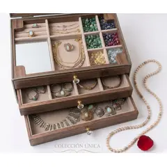 GENERICO - Organizador de madera con tapa de acrílico de 3 niveles