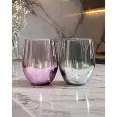 GENERICO - Set 2 vasos efecto espejo rosa y gris