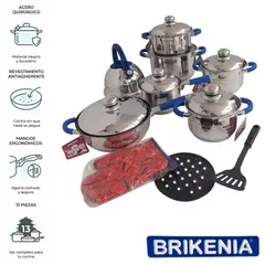 GENERICO - Juego De Ollas Brikenia 13 Piezas En Acero Quirúrgico Con Tetera Silbadora Color Aleatorio