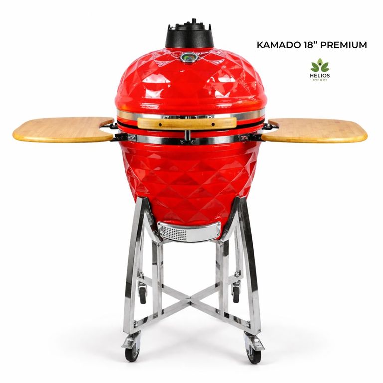 Kamado Diamond 18″ Parrilla en color Rojo con Accesorios