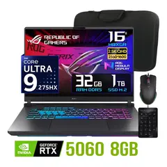 ASUS - Laptop Asus Rog Strix G16 Core Ultra 9-275HX Nvidia 8gb RTX5060 32gb Ram 1tb ssd 16 WQXGA 240hz