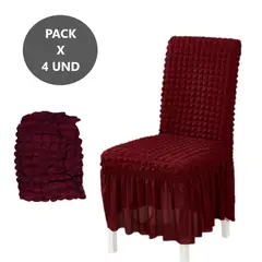 GENERICO - Pack 4 Fundas roja elástica para sillas de comedor