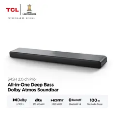 TCL - Soundbar Bluetooth S45H con Dolby Atmos y DTS VirtualX 2.0 100W