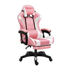 PET MOOD - Silla Gamer Ergonómica Reclinable Con Reposapiés Oficina Color Rosado