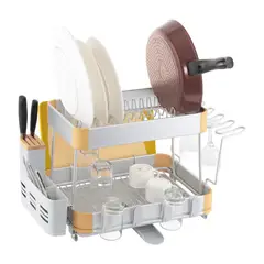 ELMEJORPRECIO - Escurridor de Platos 2 Niveles de Aluminio Benico