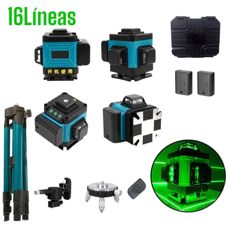 Nivel Láser 4D 16 Líneas 360° Autonivelación - Láser Verde Profesional Alta Precisión