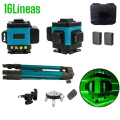 OEM - Nivel Láser Verde 4D 16 Líneas 360° Profesional: Autonivelante con Trípode y 2 Baterías