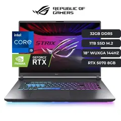 ASUS - Laptop ASUS ROG STRIX G18 Core I9 14900HX, RTX 5070 8GB, 32GB RAM DDR5, 1TB SSD M.2, 18" WUXGA 144HZ