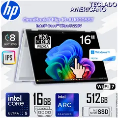 HP - Laptop 2 en 1 HP Omnibook 7 Flip 16" 2K Intel® Core™ Ultra 5 226V Intel® Arc™ Graphics 16 GB RAM 512GB SSD
