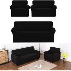 GENERICO - Fundas para sofa protector para muebles 1,2,3 cuerpos - Negro