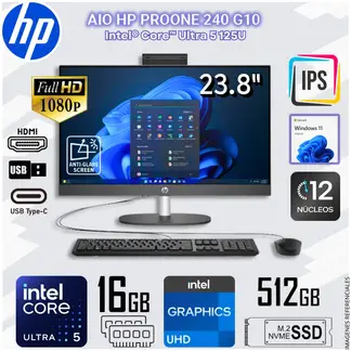 HP - All in one HP Pro One 240 G10 Intel® Core™ Ultra 5 125U Intel® UHD Graphics 16 GB DDR5 512GB SSD