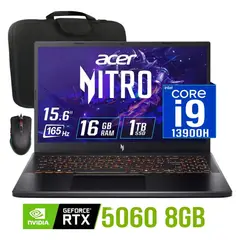 ACER - Laptop gamer Acer Nitro V 15 Nvidia 8gb RTX5060 intel core i9-13900h Ram 16gb Ssd 1tb 15.6 fhd 165Hz