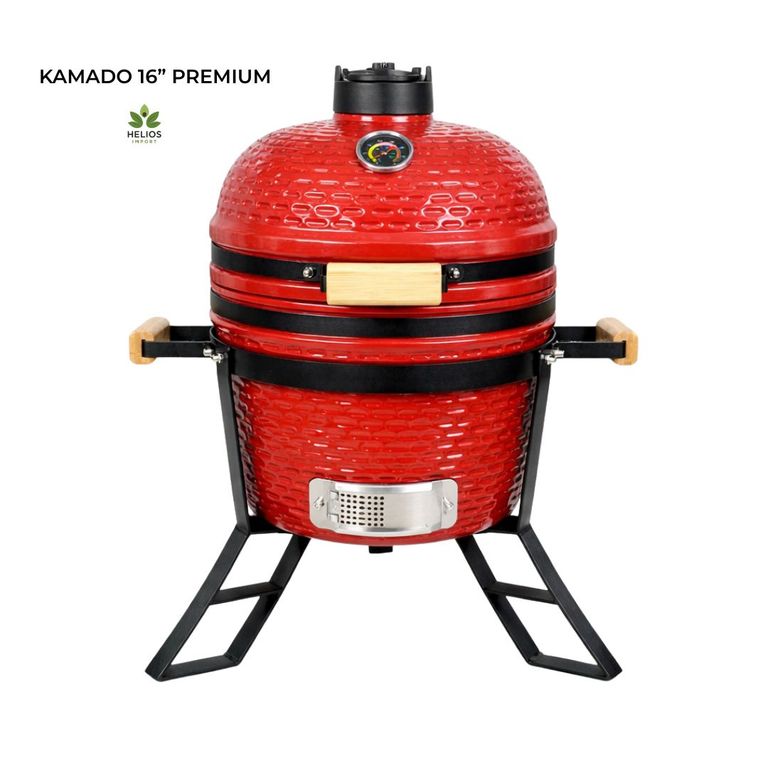 Kamado 16″ Parrilla color Rojo HTB para Mesa con Soporte - Funda & Accesorios