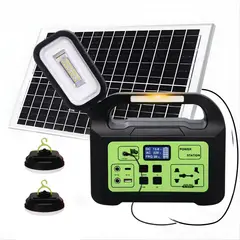 SANC - Generador solar portátil 150W con batería 12V panel solar y focos LED para emergencias