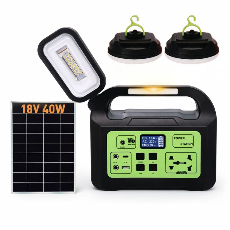 Kit Solar de Energía Portátil SANCI 150W con Panel Luz y Salidas 220V