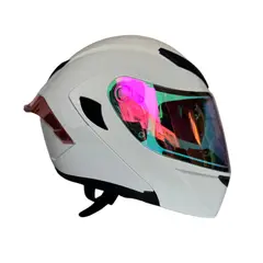 XTREME - CASCO PARA MOTO XTREME BLANCO BRILLO VISOR ROSA DIA Y NOCHE TALLA S