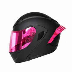 XTREME - CASCO PARA MOTO XTREME NEGRO VISOR ROSA DIA Y NOCHE TALLA L