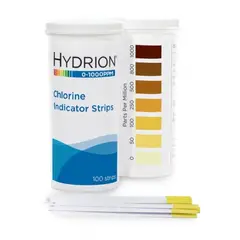 GENERICO - Tiras de prueba para Cloro Libre HYDRION Rango 0 - 1000 Ppm. (100 tiras)