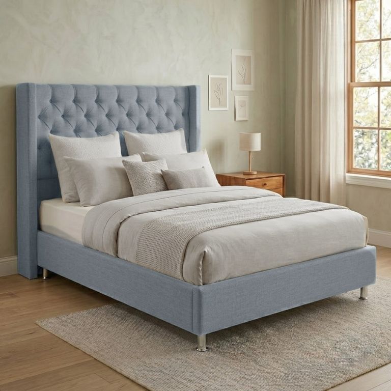 Cama Box Tarima Essenza + Cabecera Nordic 2 Plazas - Gris Claro