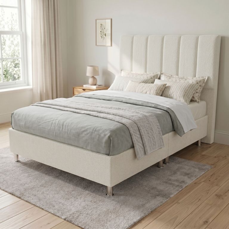 Cama Box Tarima Essenza + Cabecera Malva Queen - Blanco