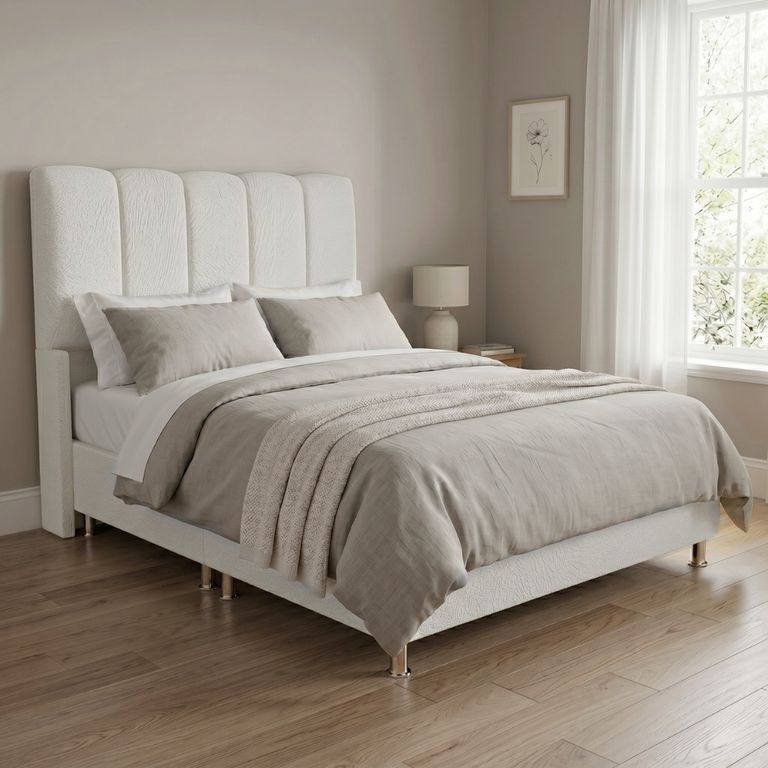 Cama Box Tarima Essenza + Cabecera Nube Queen - Blanco